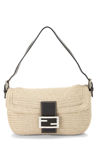 Beige Woven Baguette