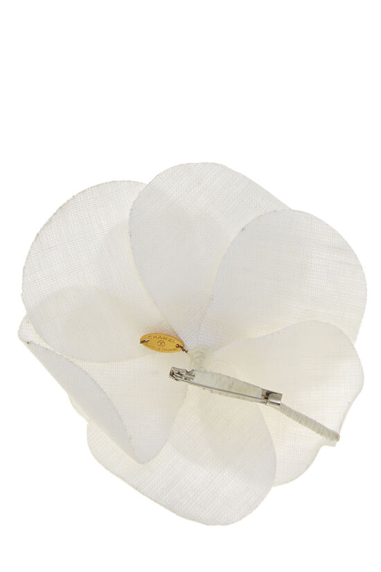White Linen Camellia Brooch