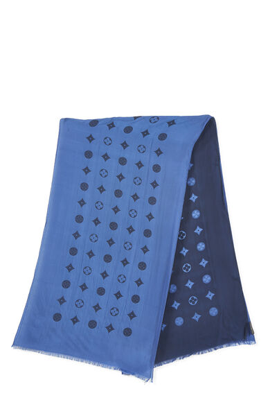 Blue Monogram Silk & Chiffon Stole, , large