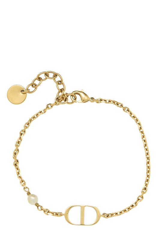 Gold Faux Pearl Petit 'CD' Bracelet, , large image number 1
