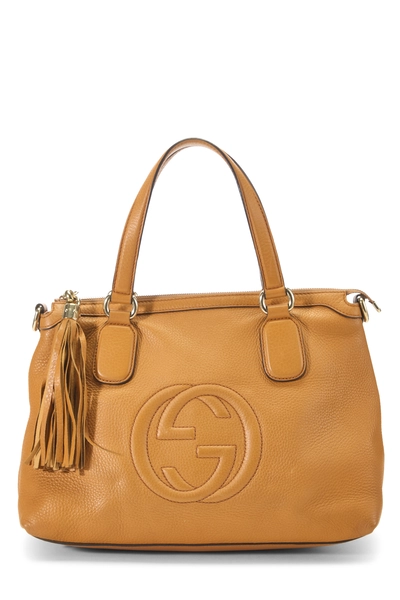 Gucci Orange Grained Leather Soho Top Handle Tote