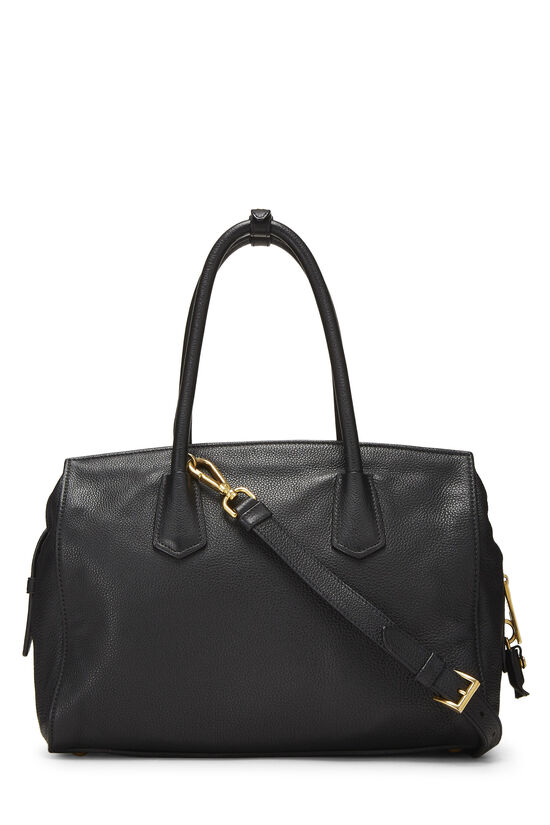 Black Vitello Daino Convertible Top Handle Bag, , large image number 3