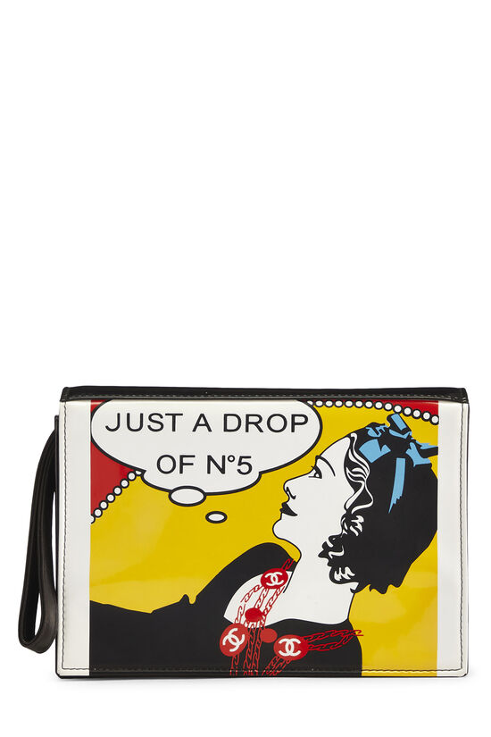 Multicolor Patent Leather No 5 Comic Clutch, , large image number 0
