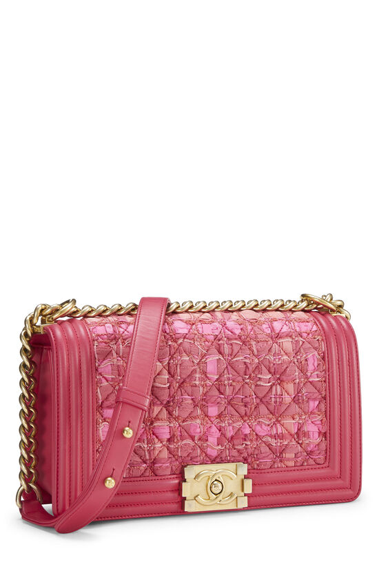 Chanel - Pink Tweed Boy Bag Medium
