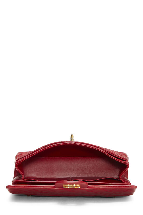 Red Quilted Lambskin Classic Double Flap Small