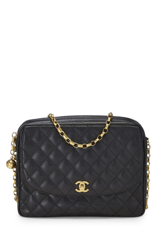 Vintage CHANEL Large CC Turnlock Classic Flap Black SHEARLING 