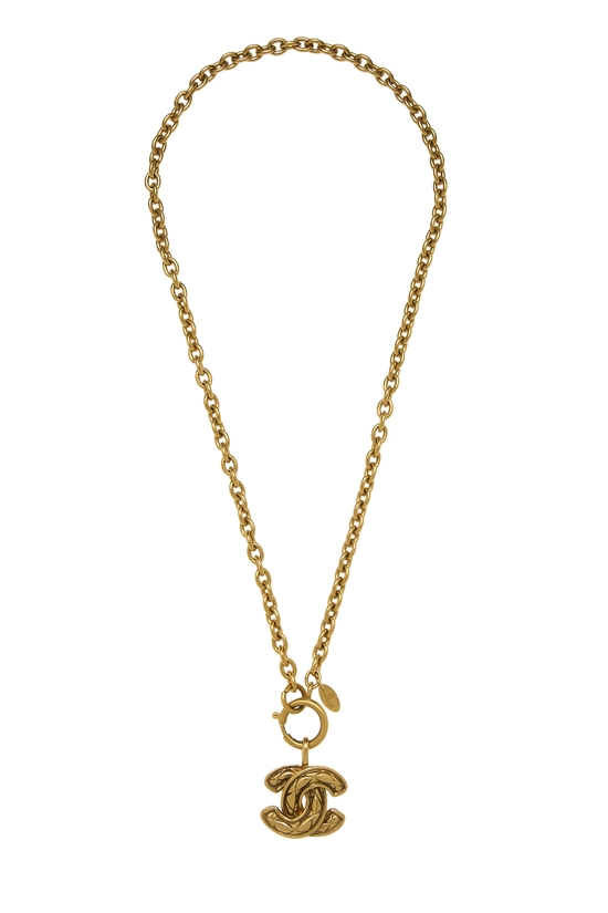 Gold Quilted 'CC' Necklace, , large image number 0