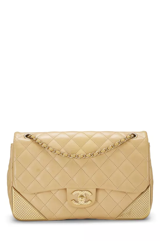 Paris-Cosmopolite Beige Chevron Lambskin Rock the Corner Flap Bag Medium, , large image number 0