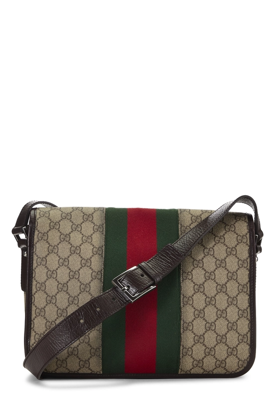 Brown GG Supreme Canvas Web Flap Messenger Bag, , large image number 3
