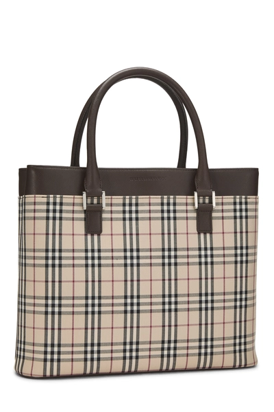 Brown House Check Jacquard Handbag Medium, , large