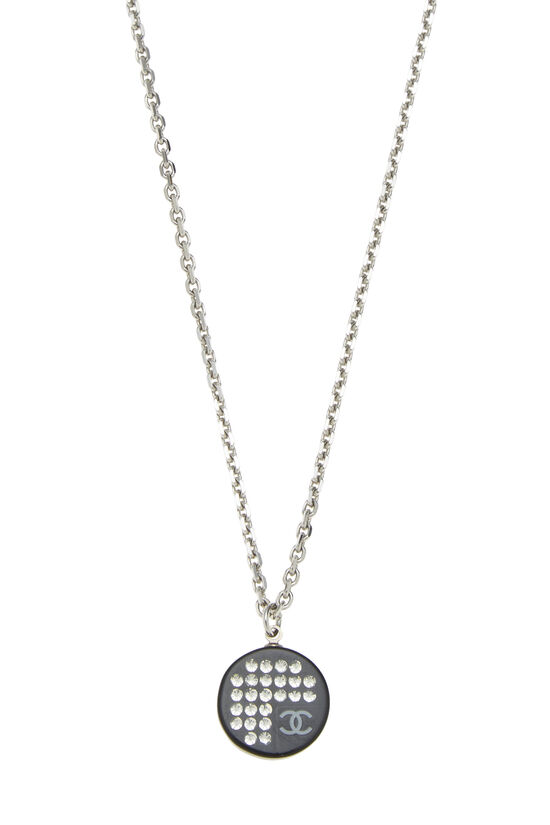Black Crystal & Acrylic 'CC' Necklace