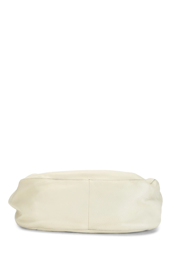 White Grained Leather Hobo, , large image number 4