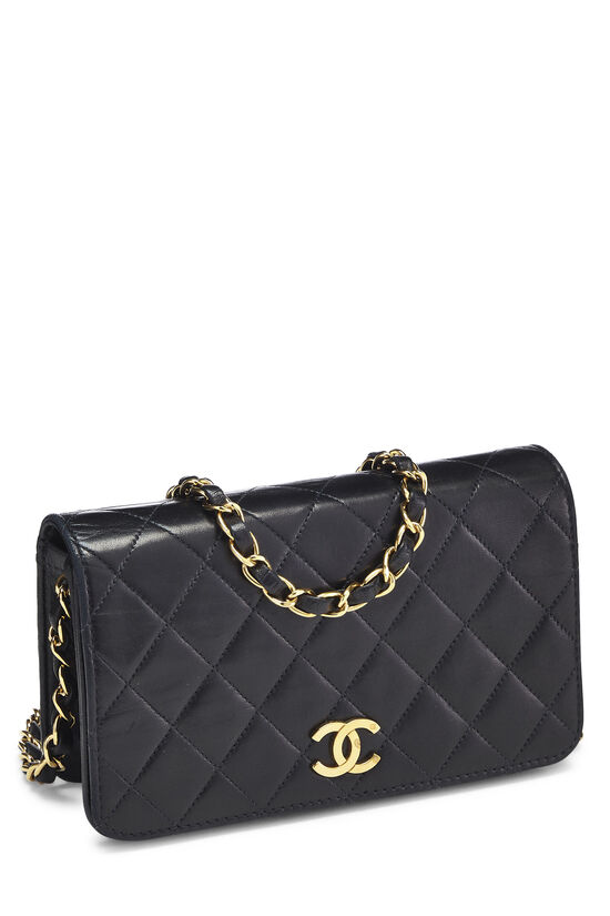 Black Quilted Lambskin Snap Full Flap Small