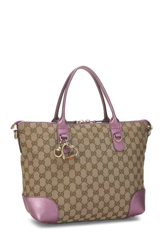 Pink Original GG Canvas Heart Bit Zip Tote, , large image number 1