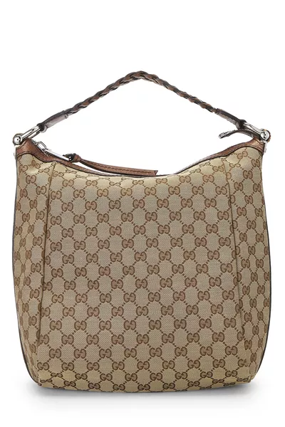 Gucci Original GG Canvas Bamboo Braided Hobo
