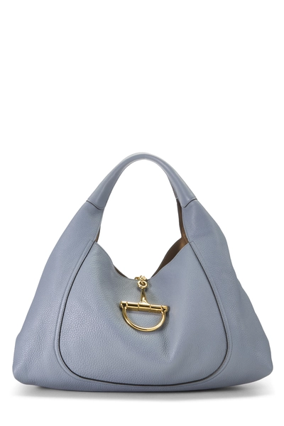 Blue Leather Softbit Maxi Shoulder Bag