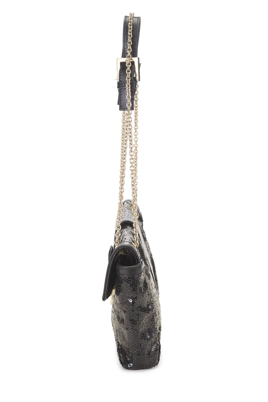 Black Sequin Baguette Chain Bag, , large image number 2