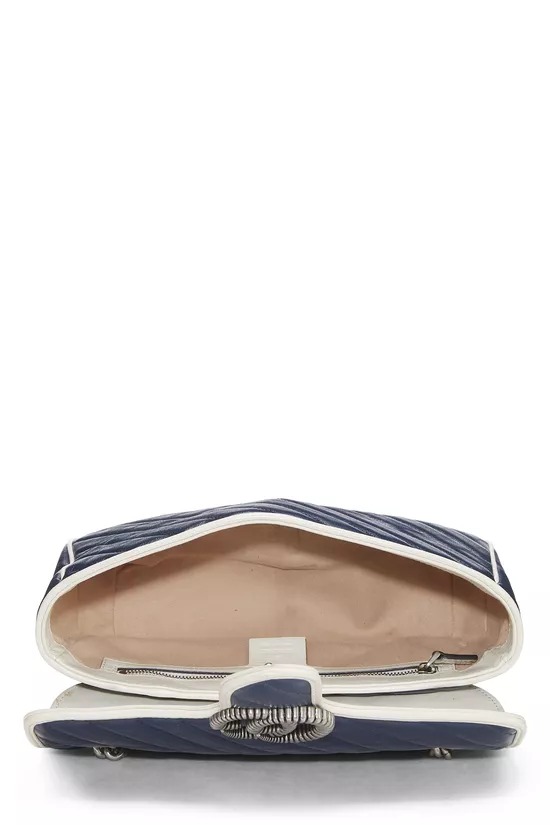 Navy Leather Torchon GG Marmont Shoulder Bag Small, , large image number 5