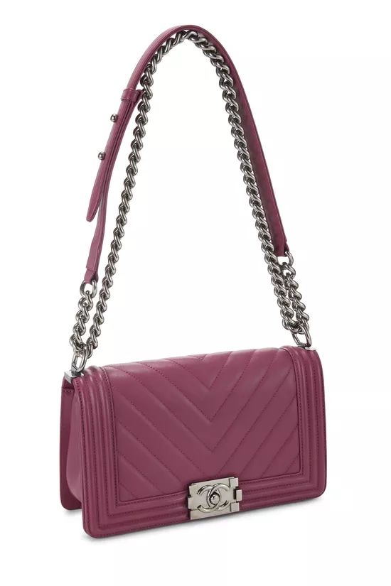Purple Chevron Lambskin Boy Bag Medium, , large image number 1