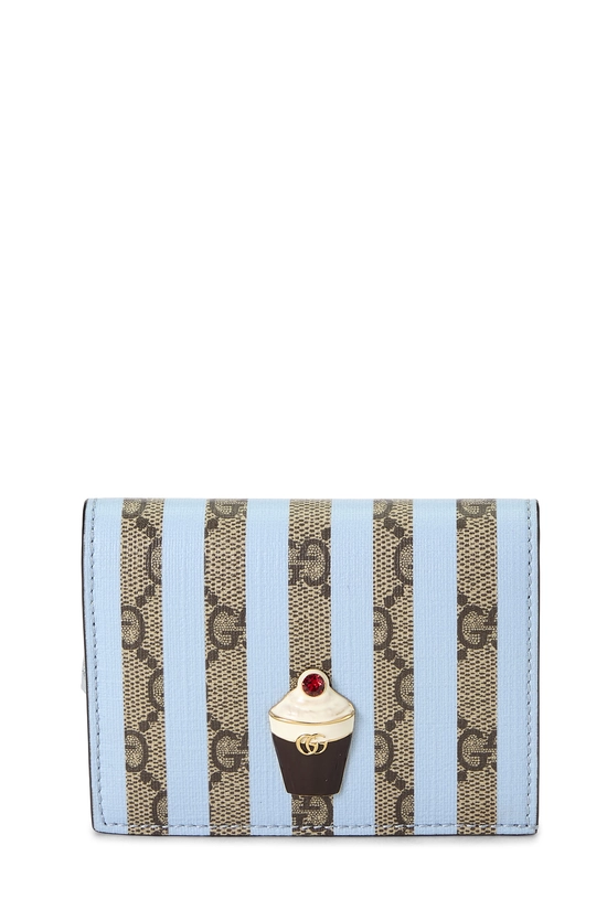 Blue GG Supreme Canvas Love Parade Cupcake Compact Wallet, , large image number 0