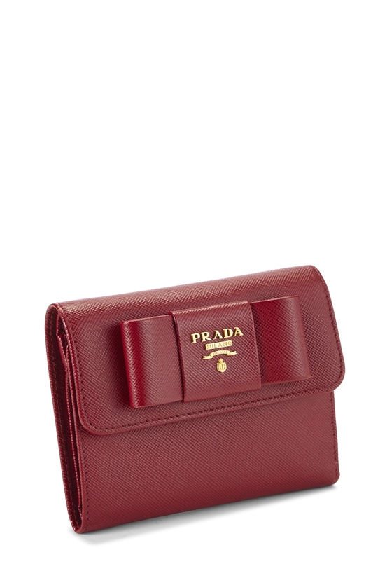 Red Saffiano Bow Compact Wallet, , large image number 1