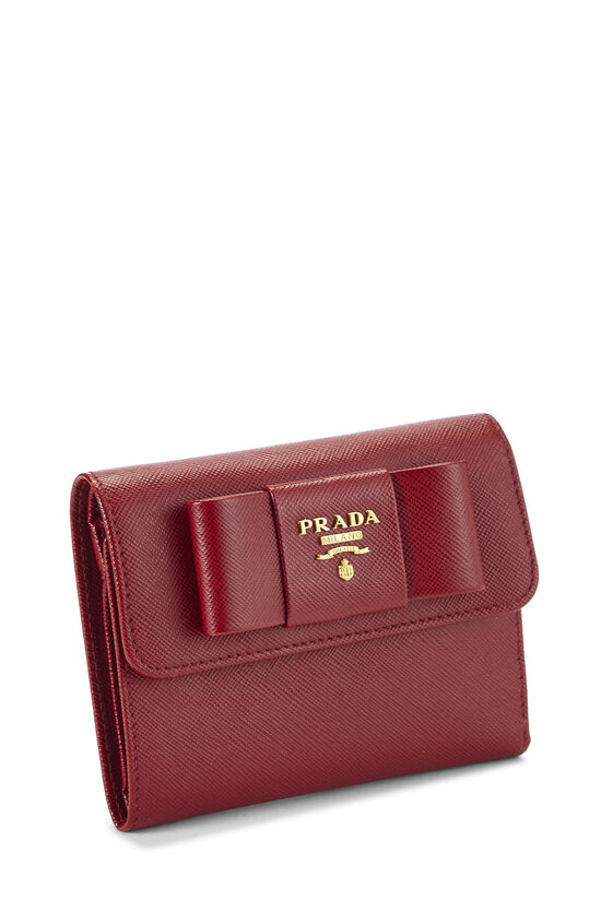 Red Saffiano Bow Compact Wallet, , large image number 1