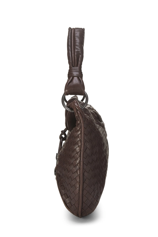 Brown Intrecciato Leather Hobo Small, , large image number 2