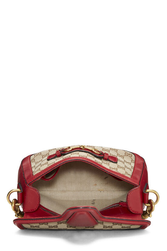 Gucci Red Original GG Canvas Lady Web Shoulder Bag Small