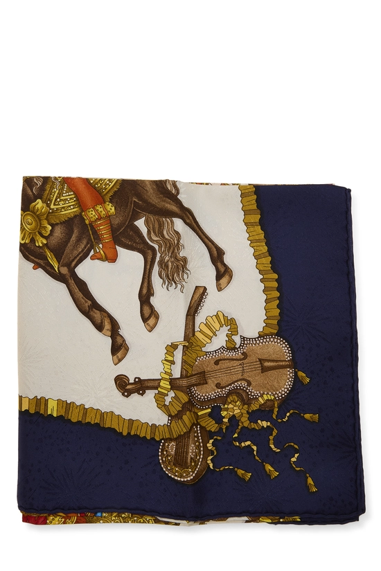 Navy & Multicolor 'Les F&ecirc;tes du Roi Soleil' Silk Scarf 90, , large image number 1