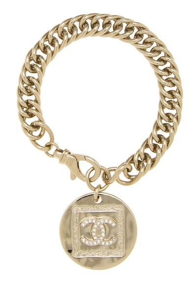 Gold 'CC' Chain Bracelet Large