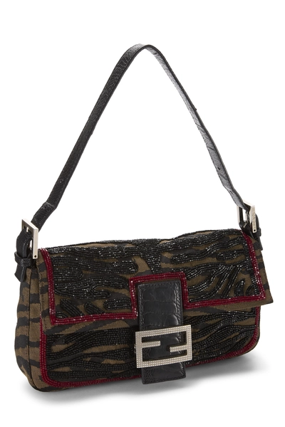 Fendi Black Embellished Zucca Canvas Baguette — photo 2