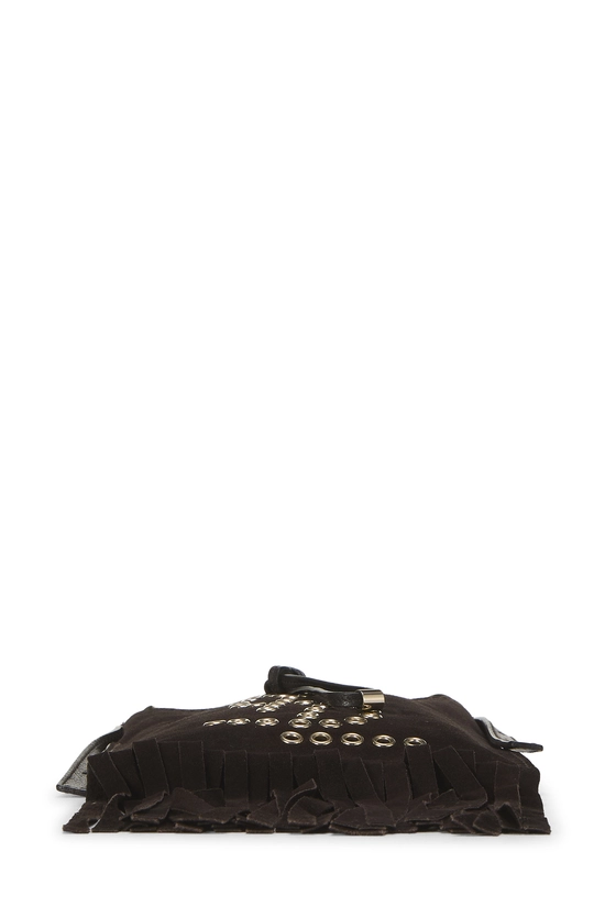 Brown Suede Studded Fringe Crossbody, , large image number 4