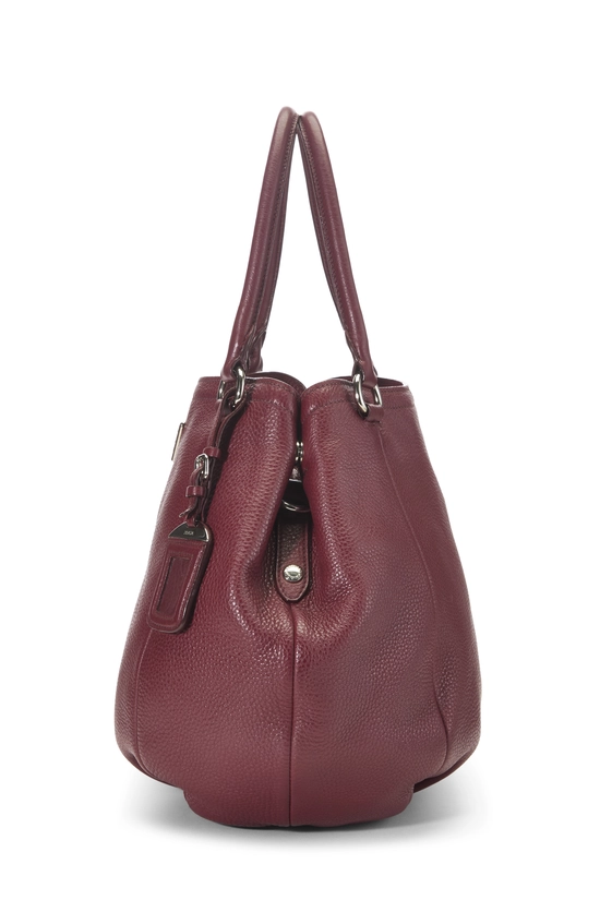 Burgundy Vitello Daino Sacca 2 Manici, , large image number 2