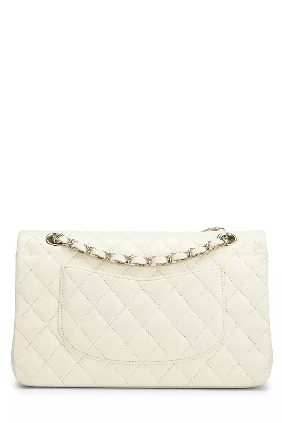 White Quilted Caviar Classic Double Flap Medium, , large image number 3