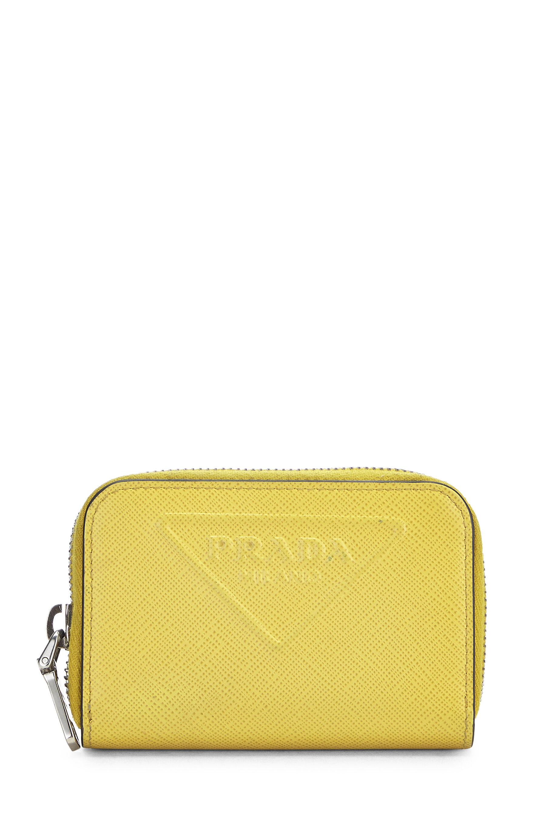 Prada Yellow Saffiano Zip Around Compact Wallet QNA3IG3RYB000 | WGACA
