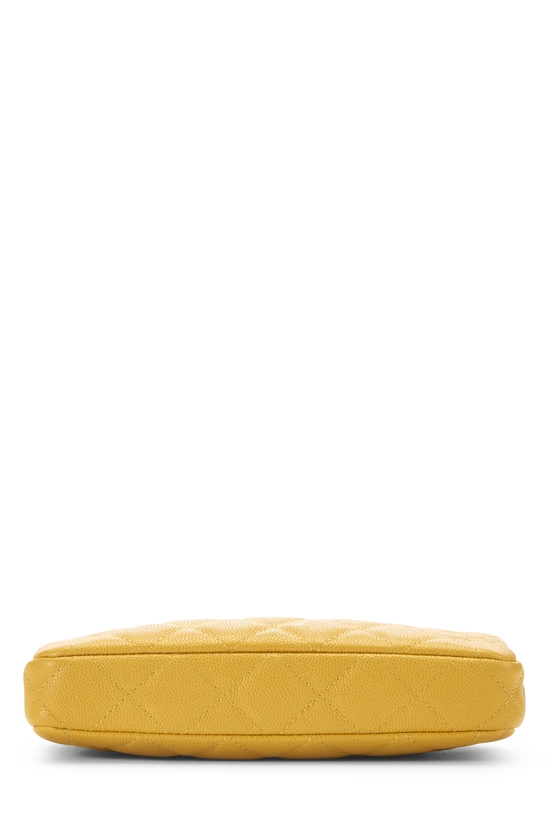 Yellow Quilted Caviar Double Zip Clutch, , large image number 4