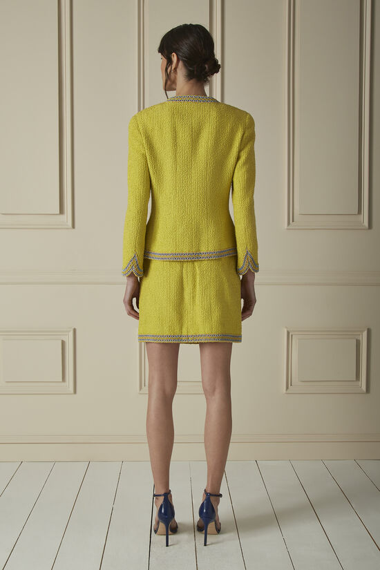 Yellow Tweed Skirt Suit, , large image number 1