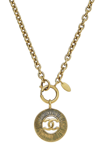 Gold 'CC' Sunburst Necklace, , large