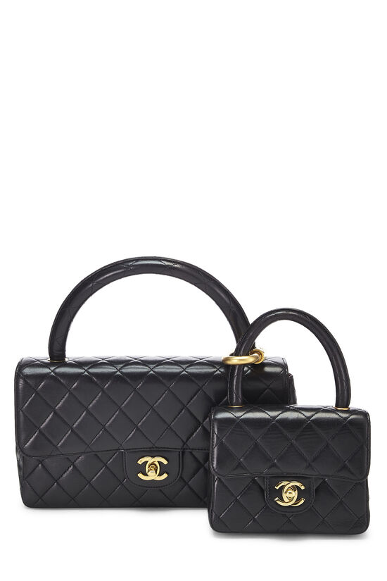 Black Quilted Lambskin Double Bag, , large image number 0