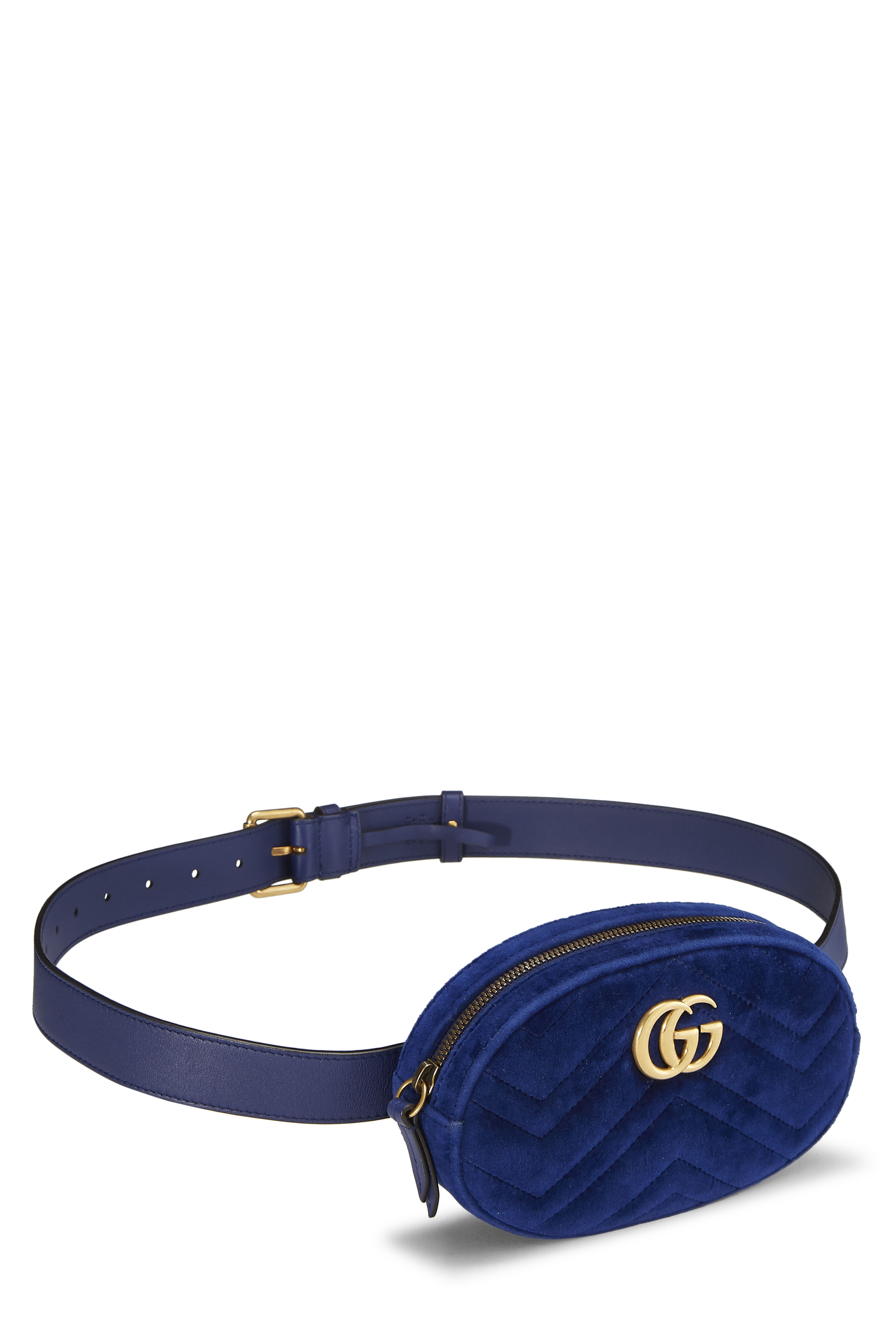 Gucci Blue Velvet Marmont Belt Bag Mini 