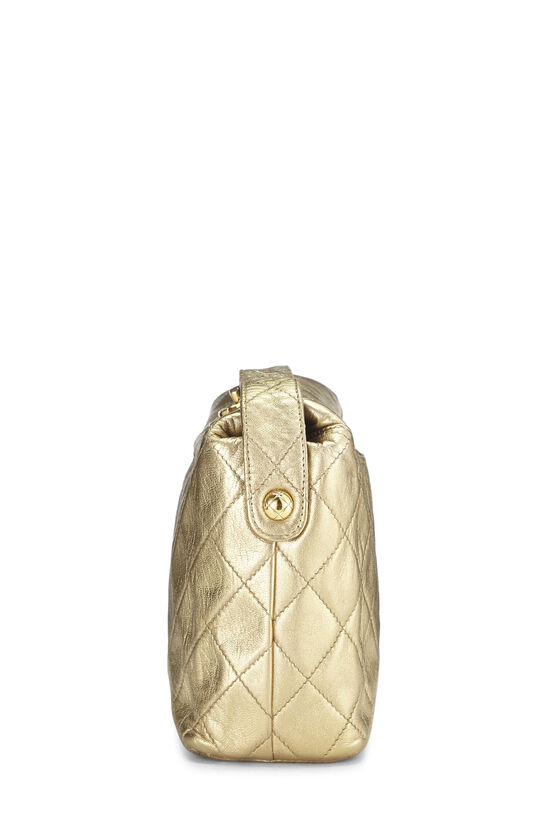 Metallic Gold Quilted Calfskin Shoulder Bag Small, , large image number 3