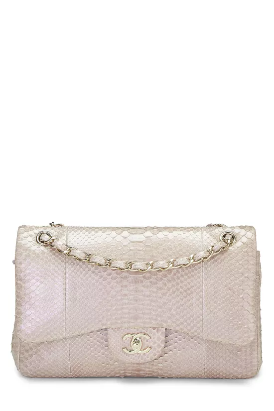 Iridescent Pink Python Classic Double Flap Jumbo, , large image number 0