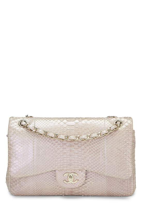 Chanel Gold/Pink Python New Mini Classic Single Flap Bag Chanel