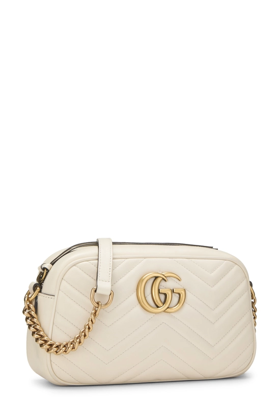 White Leather GG Marmont Crossbody Bag Small, , large image number 1
