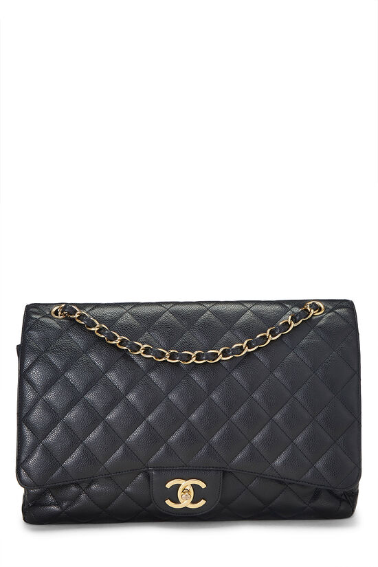 Chanel Black Quilted Caviar New Classic Double Flap Maxi