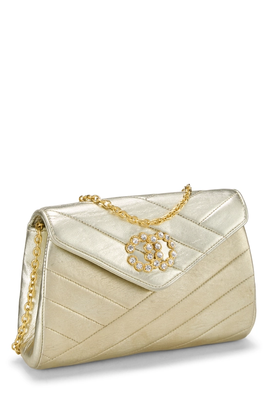 Metallic Gold Chevron Calfskin Envelope Flap Mini, , large image number 1