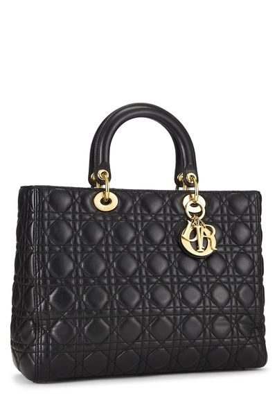 Black Cannage Quilted Lambskin Lady Dior Large, , large