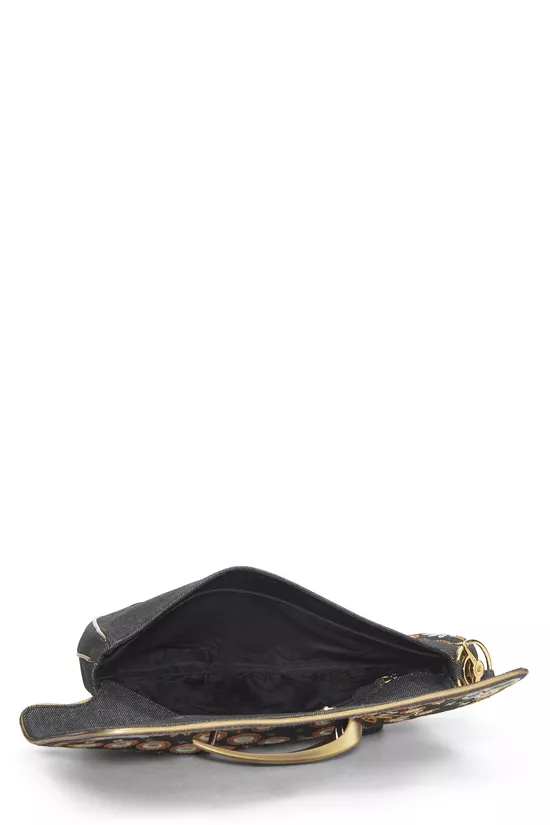 Navy Embroidered Denim Montaigne Chris 1947 Saddle Bag, , large image number 5