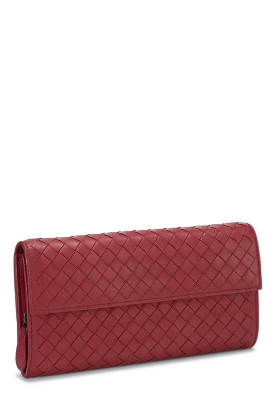 Red Intrecciato Continental Wallet, , large image number 1