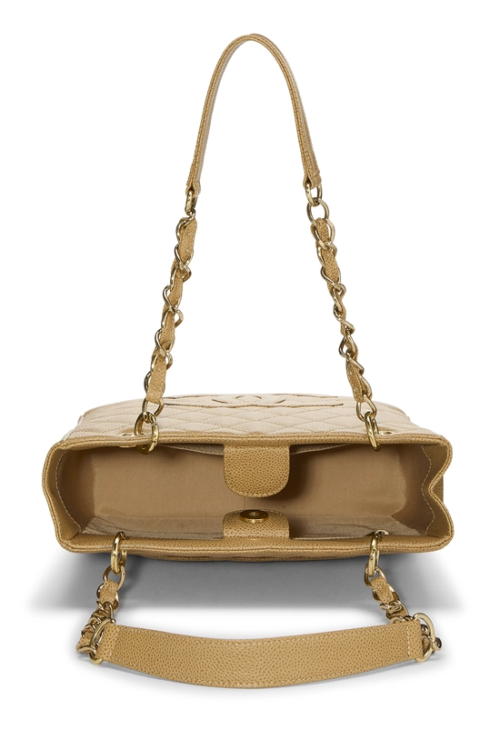 Beige Quilted Caviar Petite Shopping Tote (PST), , large image number 5
